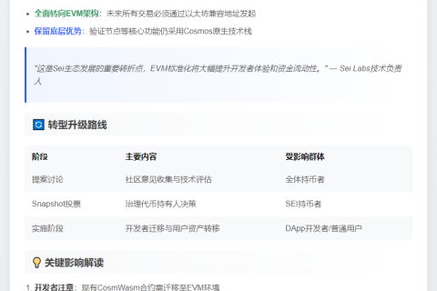 Sei社区拟弃用Cosmos账户转向EVM