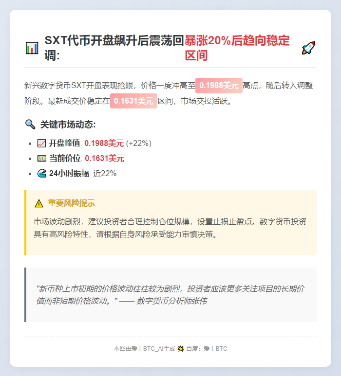 SXT开盘0.1988美元，现跌至0.1631美元