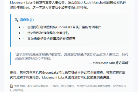 Movement联创Rushi Manche暂被停职