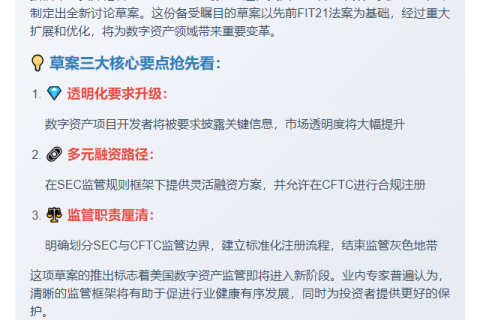 美数字资产法案草案关注披露与监管