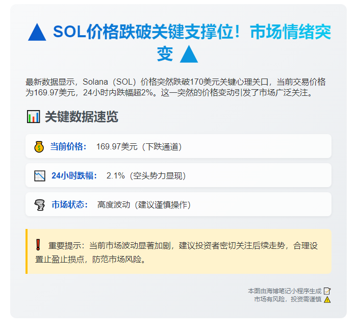 SOL跌破170美元