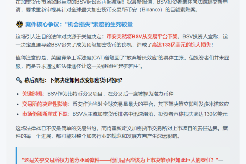 BSV投资者呼吁恢复币安索赔要求
