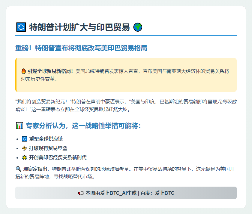 特朗普计划扩大与印巴贸易