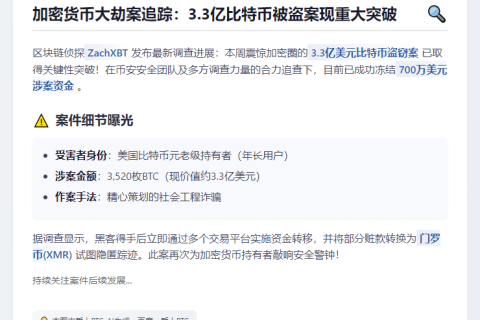 $700万BTC赃款被冻结