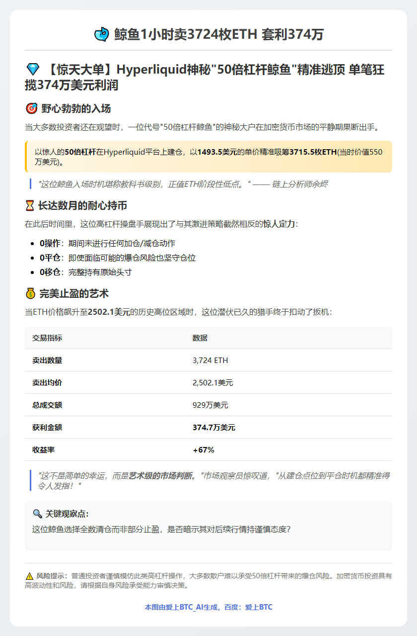 鲸鱼1小时卖3724枚ETH 套利374万