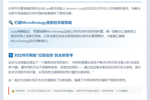 联创：挤出市场方能减缓BTC积累