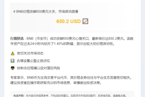 BNB飙破650美元