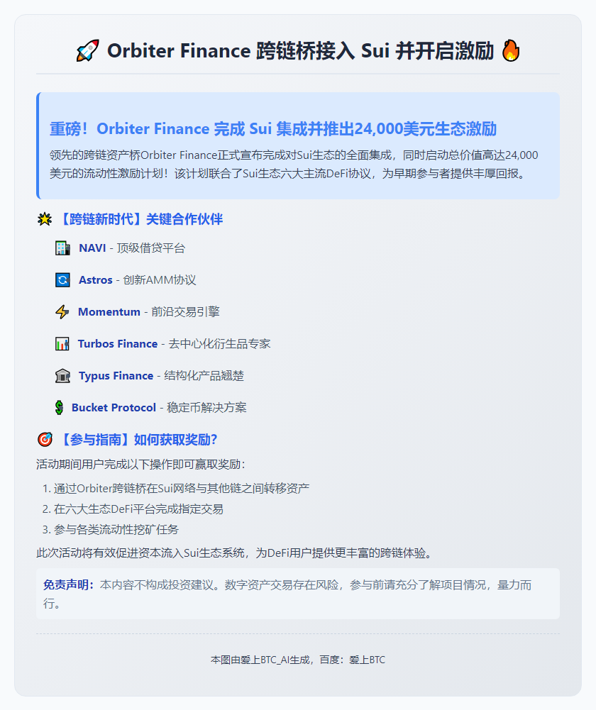 Orbiter Finance 跨链桥接入 Sui 并开启激励