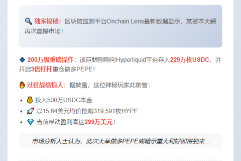 巨鲸3倍杠杆大举做多PEPE
