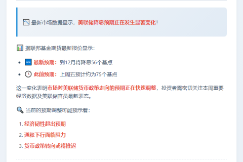 美联储料12月前降息56基点