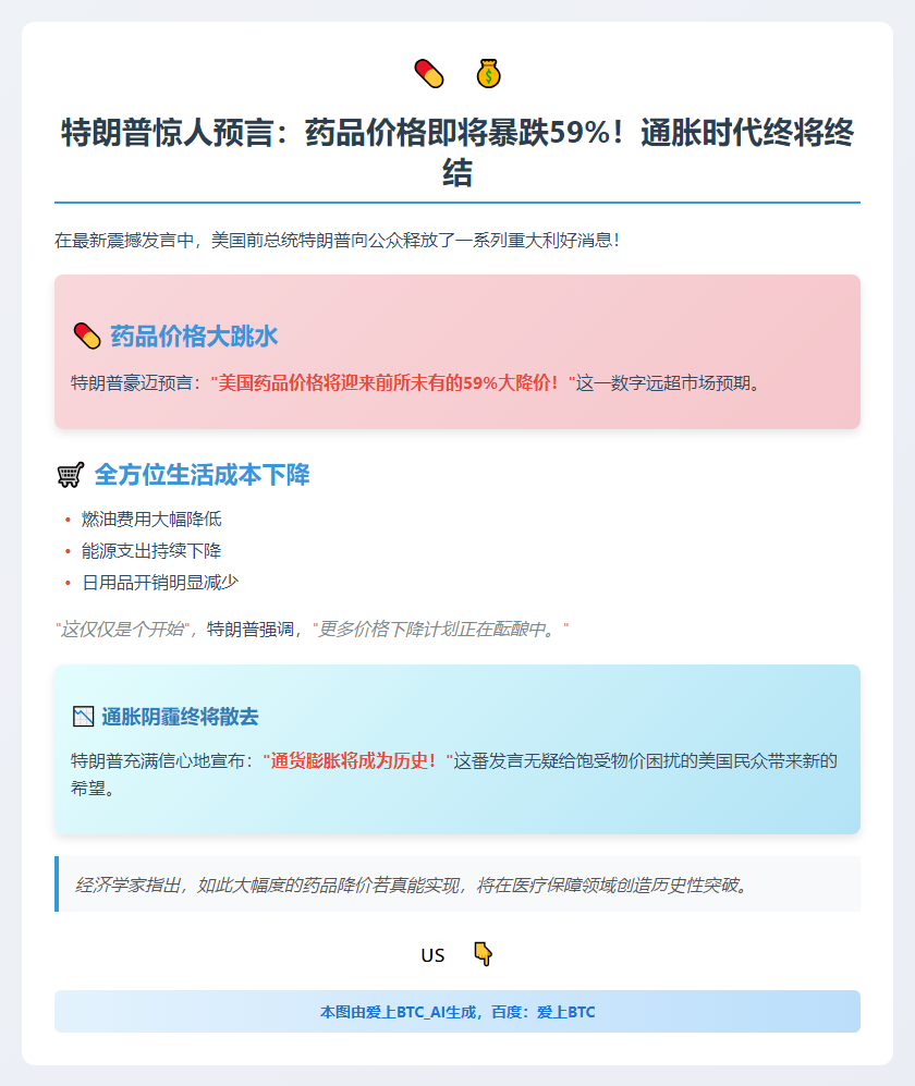 特朗普承诺药品降价59%