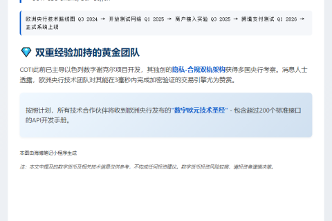 欧洲央行携手COTI开发数字欧元