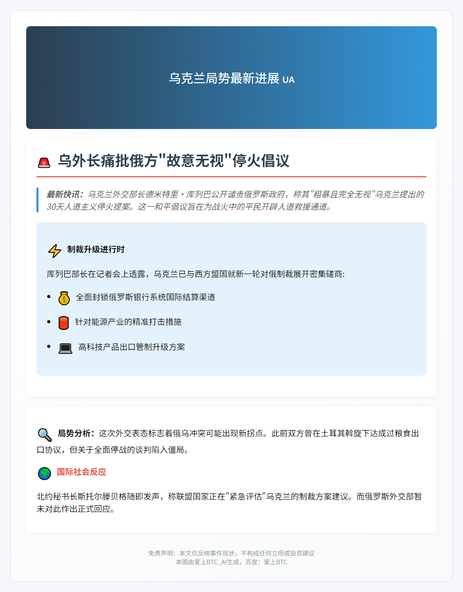 乌外长：俄无视30天停火提议