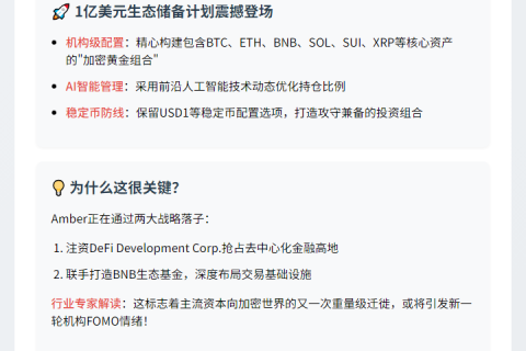 1亿美元加密生态储备成立