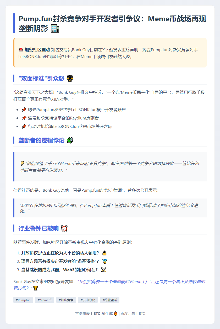 Bonk Guy：Pump.fun屏蔽开发者引争议