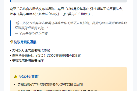 乌签美矿协议获泽连斯基批准