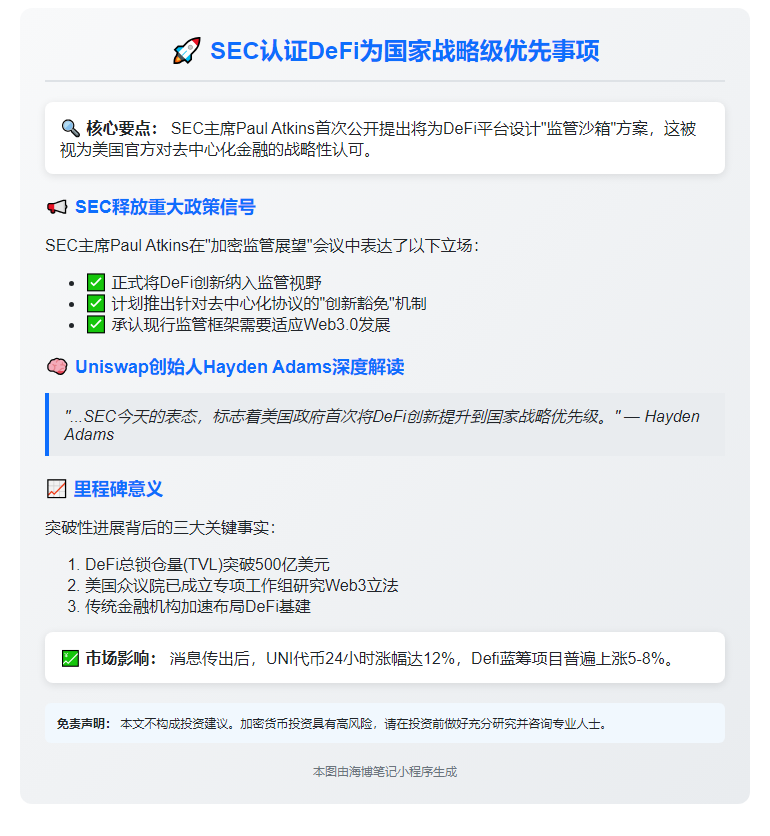 SEC承认DeFi为国家优先事项