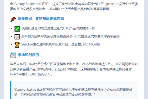 “Canary Capital推出Canary Staked INJ ETF”