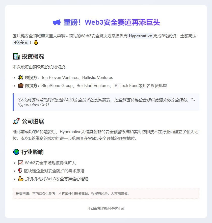 Hypernative获4000万美元B轮融资