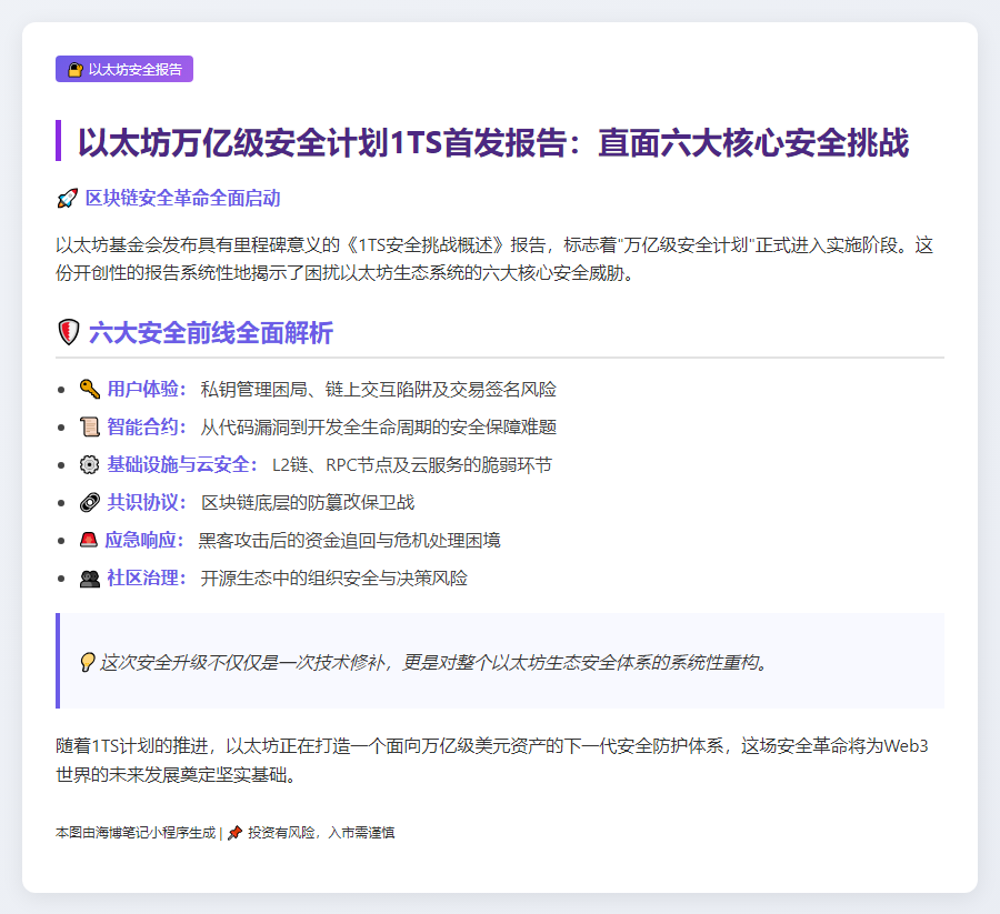 以太坊基金会1TS报告：生态安全挑战