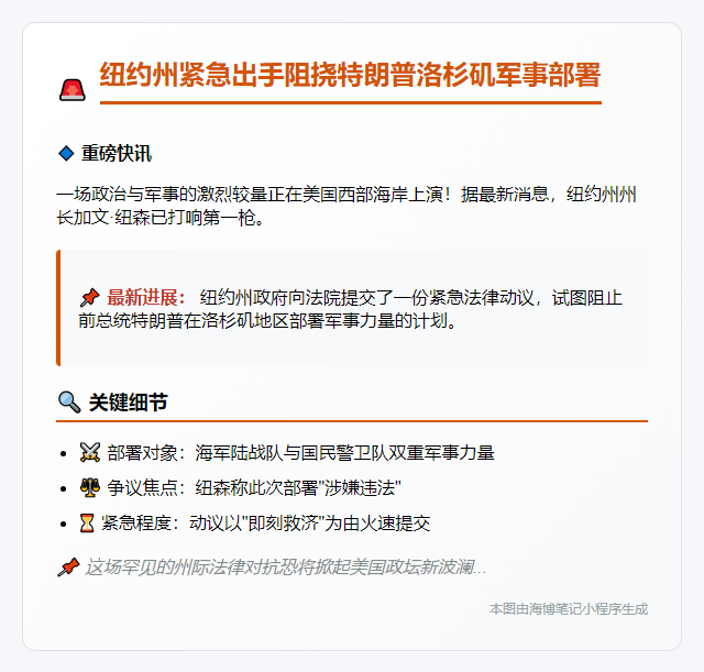 纽约州起诉阻特朗普派兵