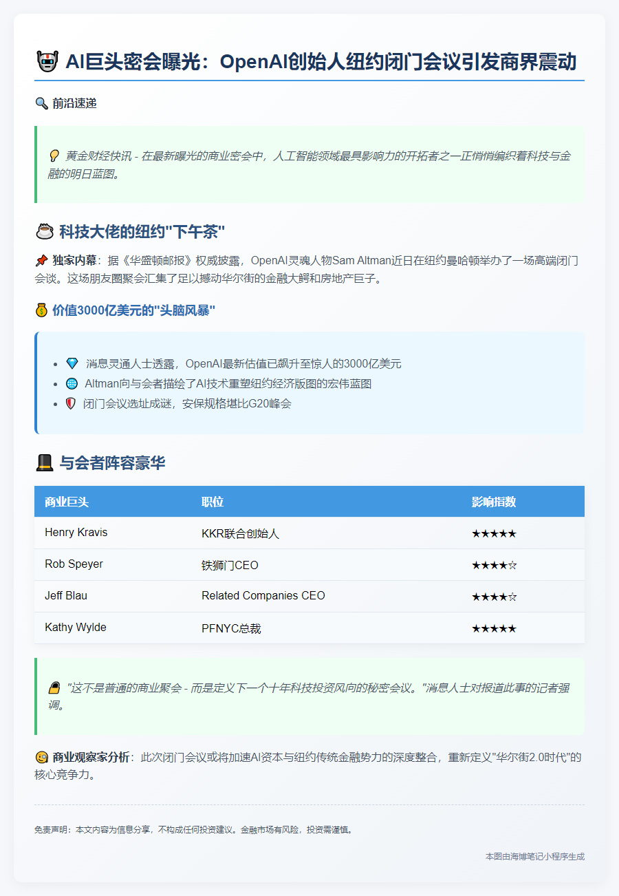 OpenAI创始人与纽约商界领袖密会