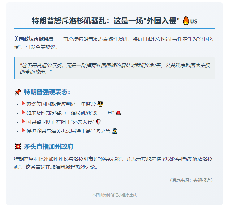 特朗普称洛杉矶骚乱为
