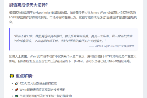 价值425万美元HYPE即将赎回