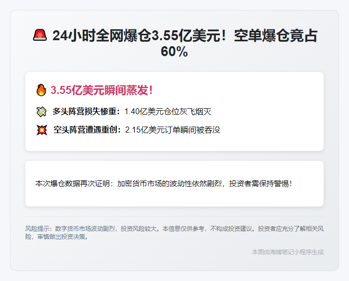 24小时爆仓3.55亿美元