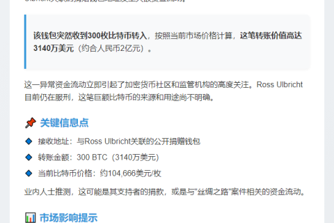 丝路创始人获赠300枚BTC
