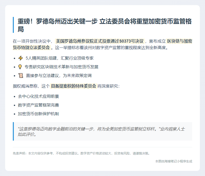 美罗德岛州拟设区块链加密货币委员会