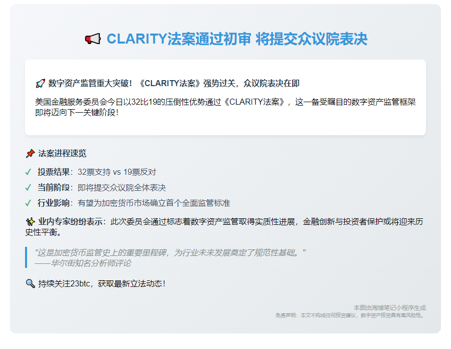 CLARITY法案通过初审 将提交众议院表决