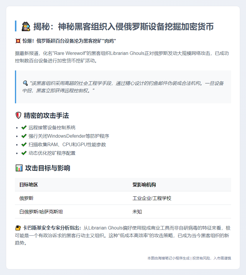 "黑客组织攻俄设备挖币"