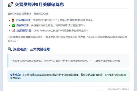 交易员押注9月美联储降息
