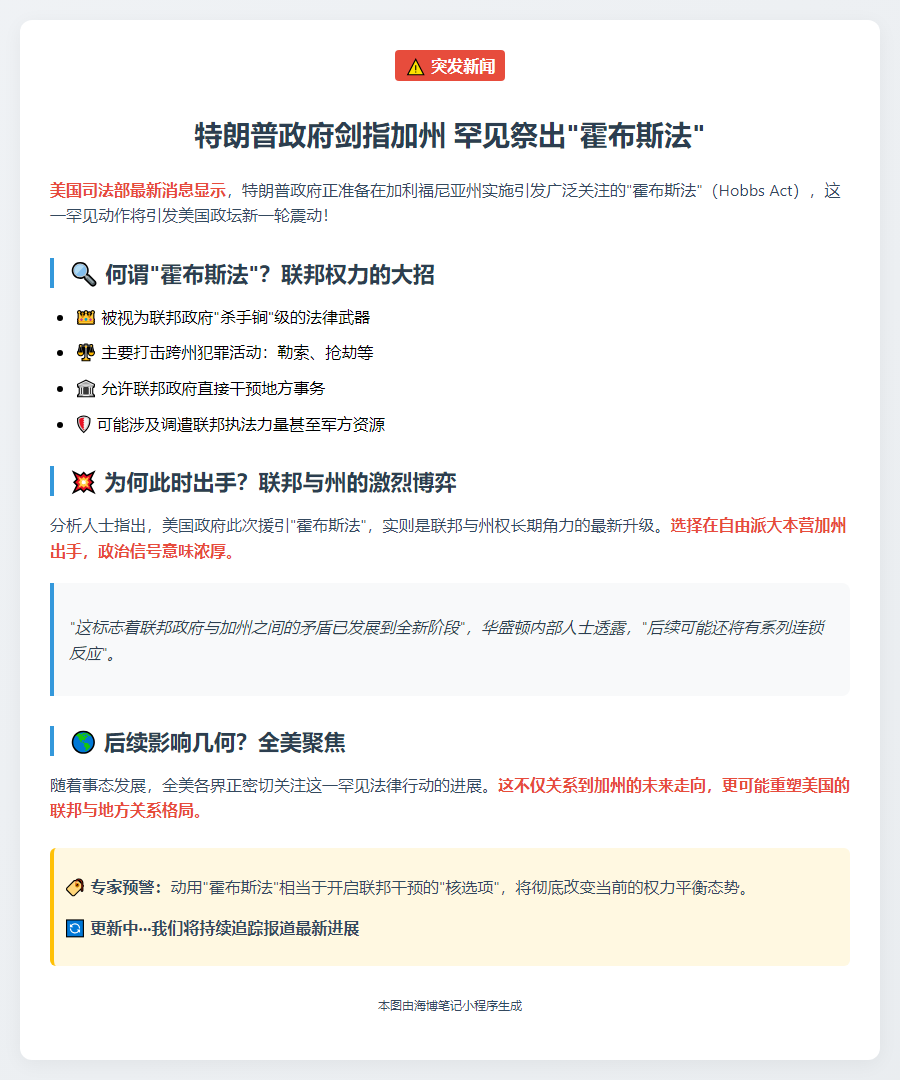 特朗普在加州适用霍布斯法