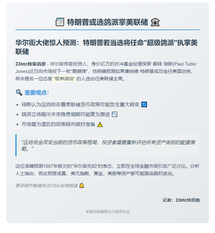 特朗普或选鸽派掌美联储