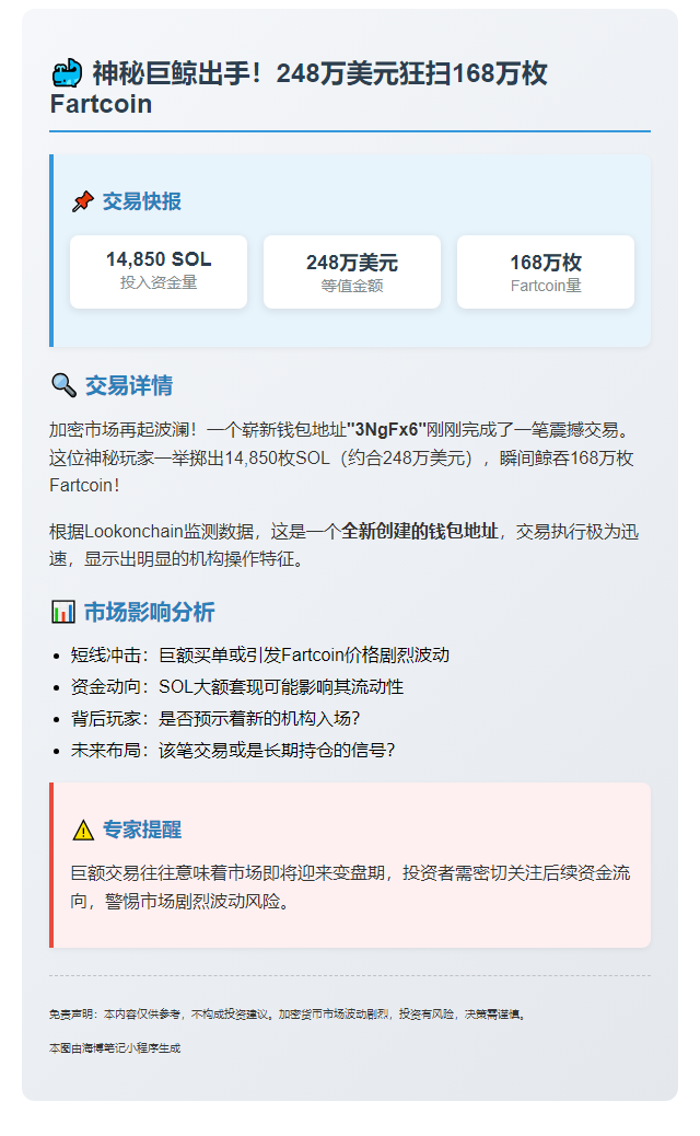 14,850 SOL扫货168万Fartcoin