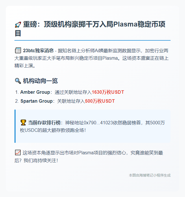 机构参与Plasma稳定币存款