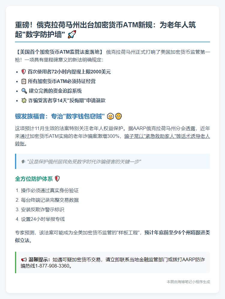 俄州新法规范加密ATM机防骗老人
