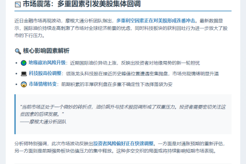 摩根大通：多重因素致美股下挫