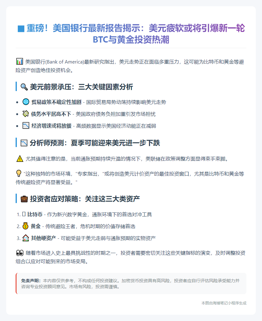 美元下跌利好BTC黄金