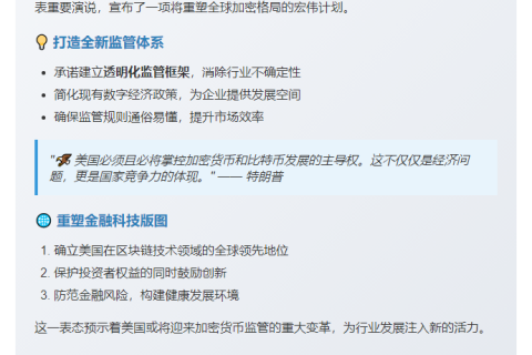 特朗普承诺建立清晰监管助力美国引领加密未来