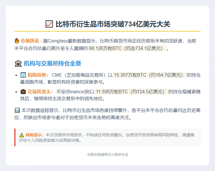 比特币合约持仓突破734亿美元
