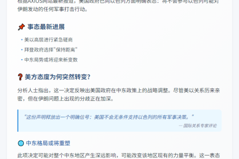 美方告知以色列不会参与对伊打击