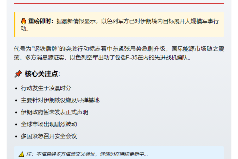 以色列先发制人打击伊朗