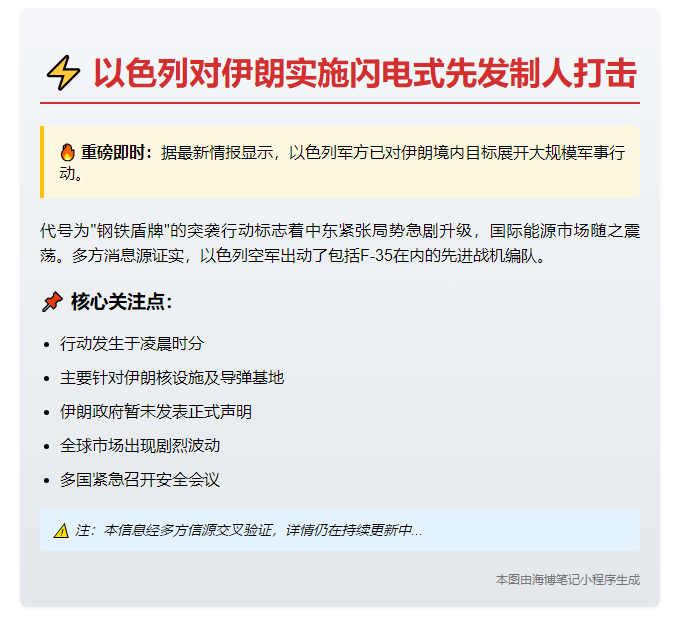 以色列先发制人打击伊朗