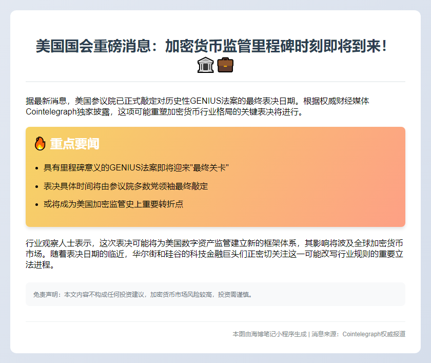 6月17日美参议院表决GENIUS法案