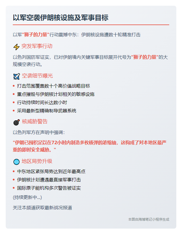 以军空袭伊朗核设施及军事目标