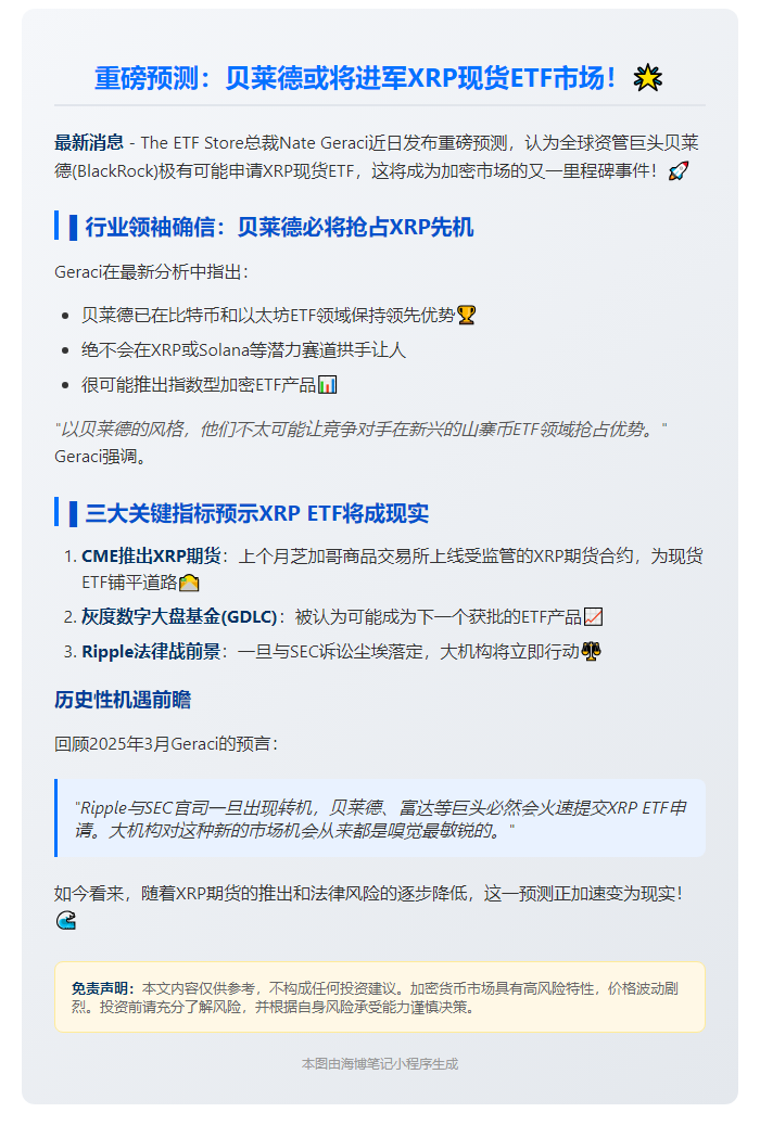 贝莱德终将申请XRP ETF
