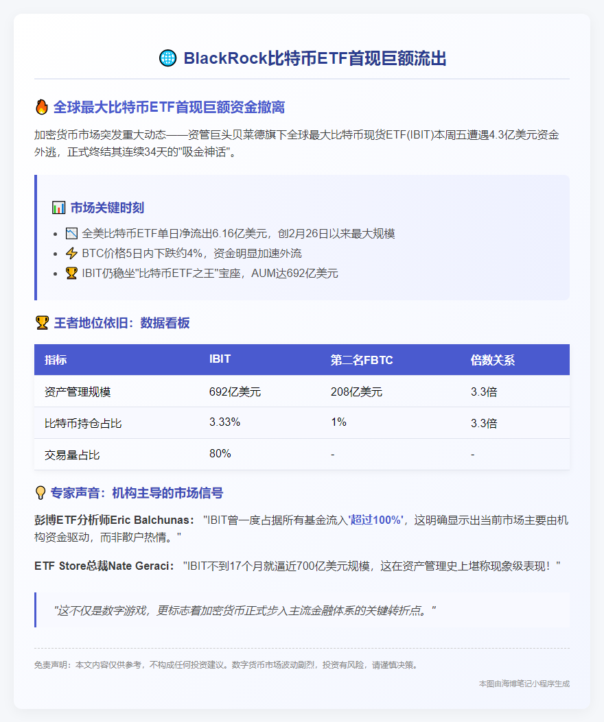 BlackRock比特币ETF首现巨额流出